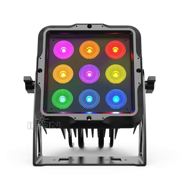 OLED IP65 Powercon LEDs RGBWAUV 6in1 Outdoor 9pcs x15w Led Par Can Light Dmx Square Stage Light